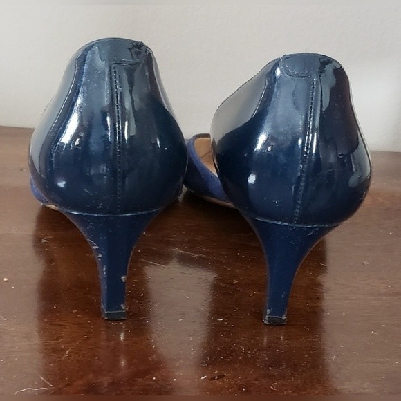Jimmy Choo London Women's Heels Navy Suede and Patent Leather Size 36 1/2 - Picture 9 of 14